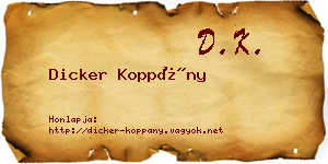 Dicker Koppány névjegykártya